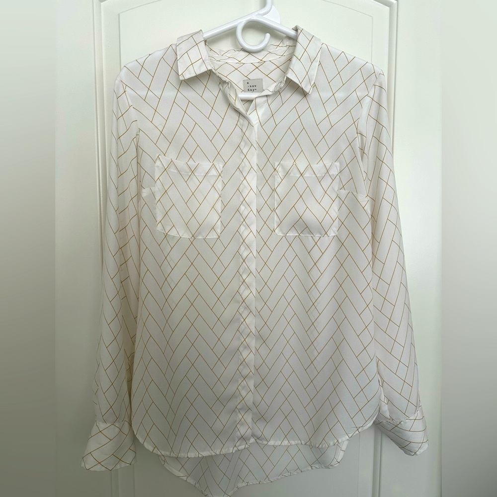 White and Gold Patterned Women's Shirt